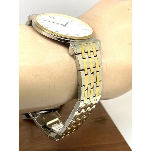 Bulova Men's Watch 98A233 Regatta Quartz White Dial Two Tone Gold Silver Steel